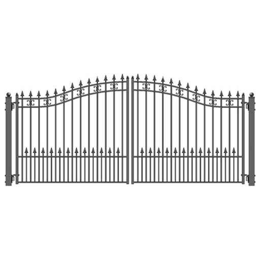 Aleko Solar Powered Steel Dual Swing Driveway Gate ST.LOUIS Style 14 x 6 Feet