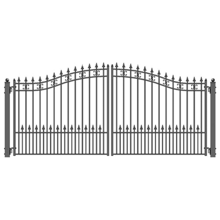 Aleko Solar Powered Steel Dual Swing Driveway Gate ST.LOUIS Style 14 x 6 Feet