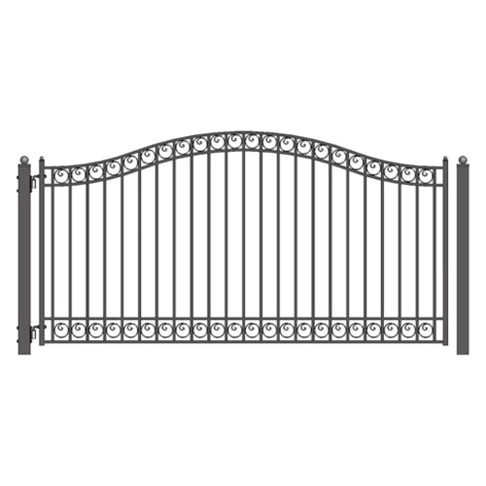 Aleko Solar Powered Steel Single Swing Driveway Gate DUBLIN Style 16 x 6 Feet