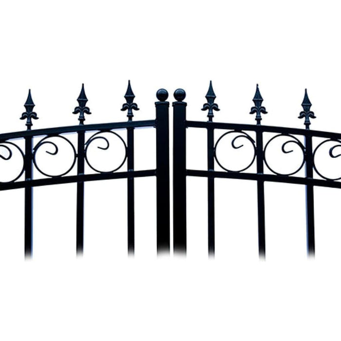 Aleko Steel Dual Swing Driveway Gate London Style 12 ft With Pedestrian Gate 4 ft SET12X4LOND-AP