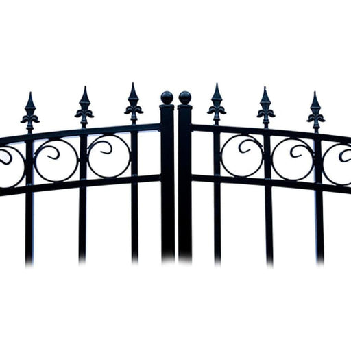 Aleko Steel Dual Swing Driveway Gate LONDON Style 14 ft With Pedestrian Gate 4 ft SET14X4LOND-AP