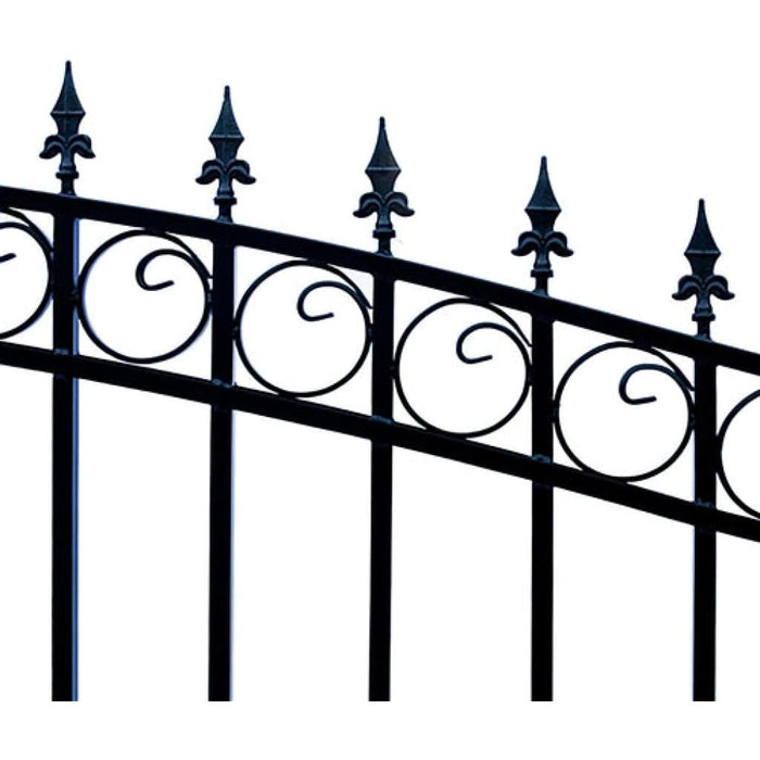 Aleko Steel Dual Swing Driveway Gate LONDON Style 14 ft With Pedestrian Gate 4 ft SET14X4LOND-AP