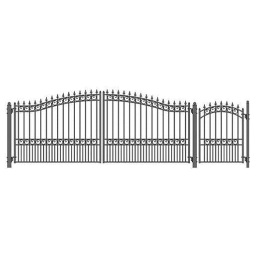 Aleko Steel Dual Swing Driveway Gate London Style 16 ft with Pedestrian Gate 4 ft SET16X4LOND-AP