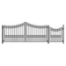 Aleko Steel Dual Swing Driveway Gate Manhattan Style 14 ft With Pedestrian Gate 4 ft SET14X4MOSD-AP