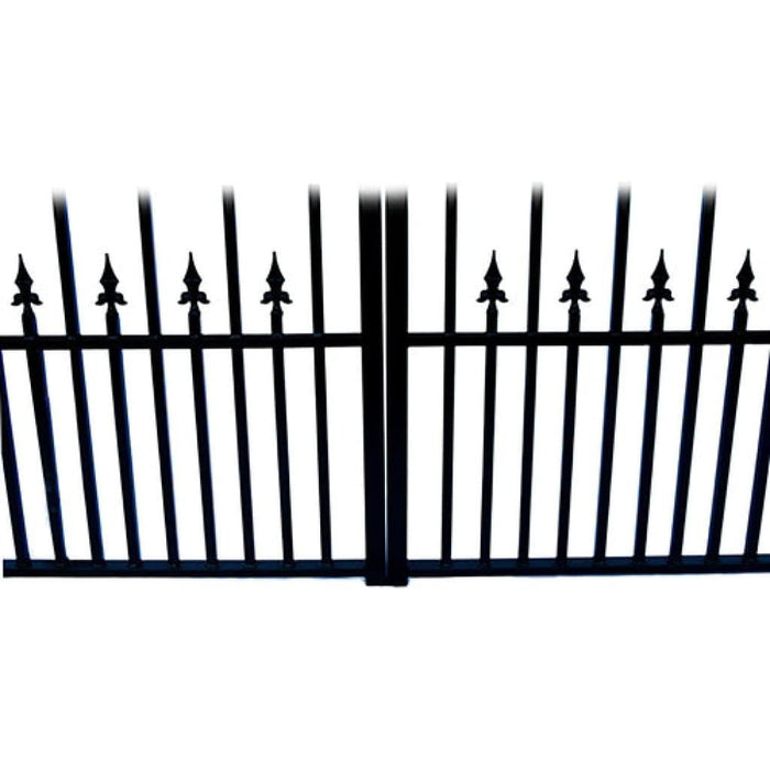 Aleko Steel Dual Swing Driveway Gate Munich Style 14 ft With Pedestrian Gate 4 ft SET14X4MUND-AP