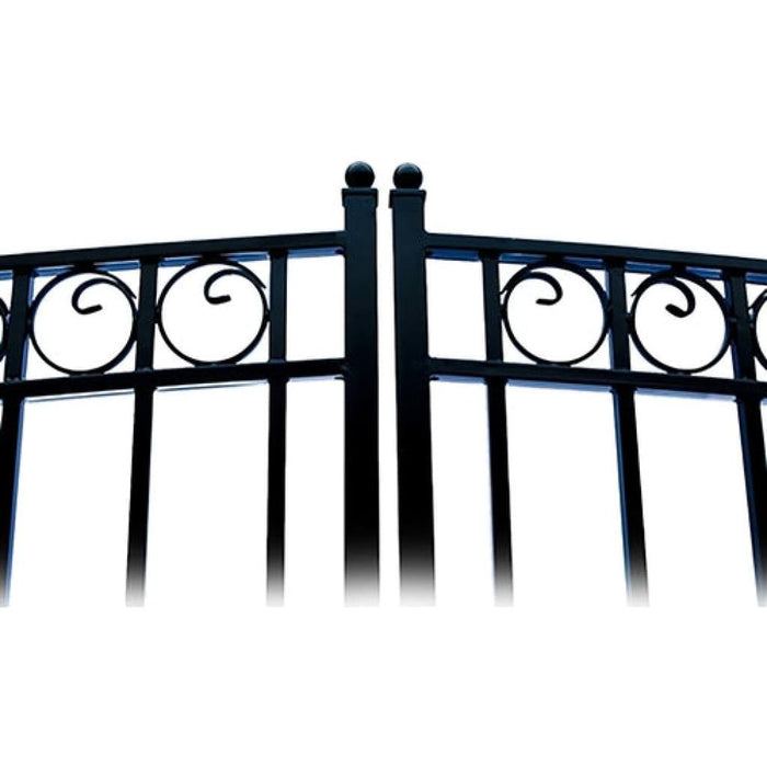 Aleko Steel Dual Swing Driveway Gate Paris Style 12 ft with Pedestrian Gate 4 ft SET12X4PARD-AP