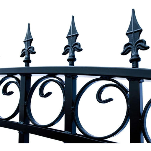 Aleko Steel Dual Swing Driveway Gate Prague Style 12 ft With Pedestrian Gate 4 ft SET12X4PRAD-AP