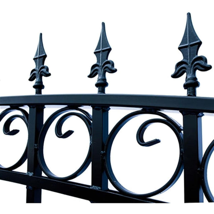 Aleko Steel Dual Swing Driveway Gate Prague Style 18 ft With Pedestrian Gate 4 ft SET18X4PRAD-AP