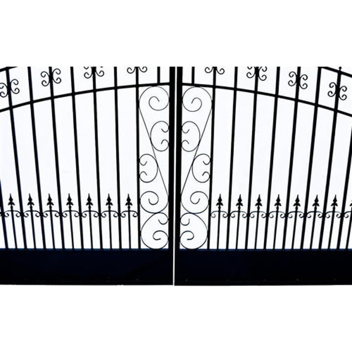 Aleko Steel Dual Swing Driveway Gate Venice Style 12 ft with Pedestrian Gate 4 ft SET12X4VEND-AP