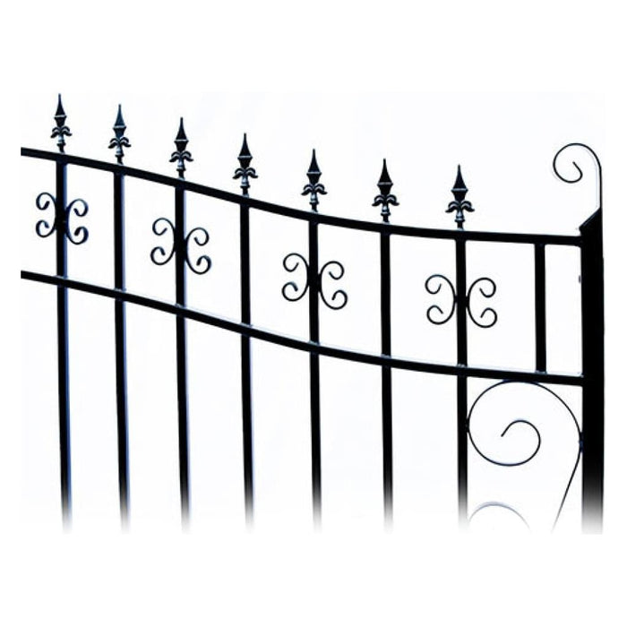 Aleko Steel Dual Swing Driveway Gate Venice Style 12 ft with Pedestrian Gate 4 ft SET12X4VEND-AP