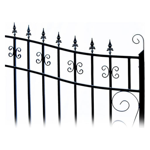 Aleko Steel Dual Swing Driveway Gate Venice Style 14 ft With Pedestrian Gate 4 ft SET14X4VEND-AP