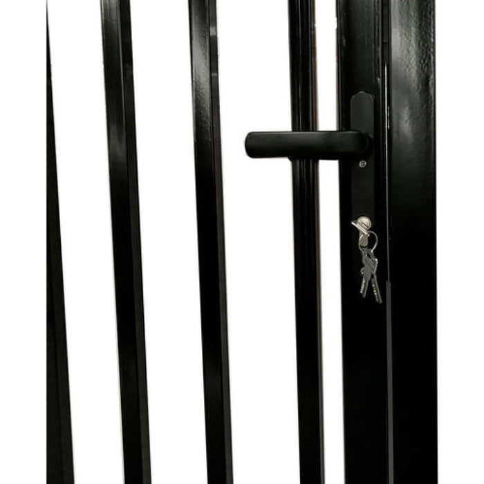 Aleko Steel Dual Swing Driveway Gate with Built-In Pedestrian Door VIENNA Style 12 x 7 Feet DGP12VIENNA-AP