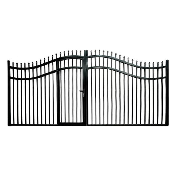 Aleko Steel Dual Swing Driveway Gate with Built-In Pedestrian Door VIENNA Style 12 x 7 Feet DGP12VIENNA-AP