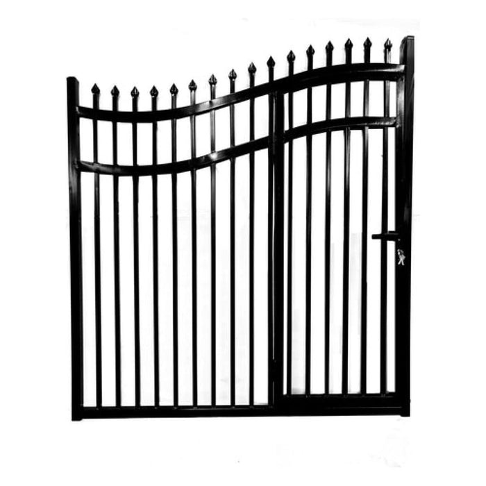 Aleko Steel Dual Swing Driveway Gate with Built-In Pedestrian Door VIENNA Style 16 x 7 Feet DGP16VIENNA-AP