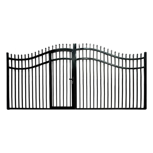 Aleko Steel Dual Swing Driveway Gate with Built-In Pedestrian Door VIENNA Style 16 x 7 Feet DGP16VIENNA-AP