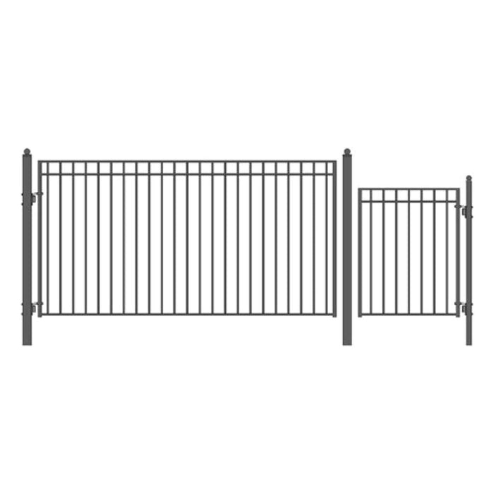 Aleko Steel Single Swing Driveway Gate Madrid Style 12 ft With Pedestrian Gate 4 ft SET12X4MADS-AP