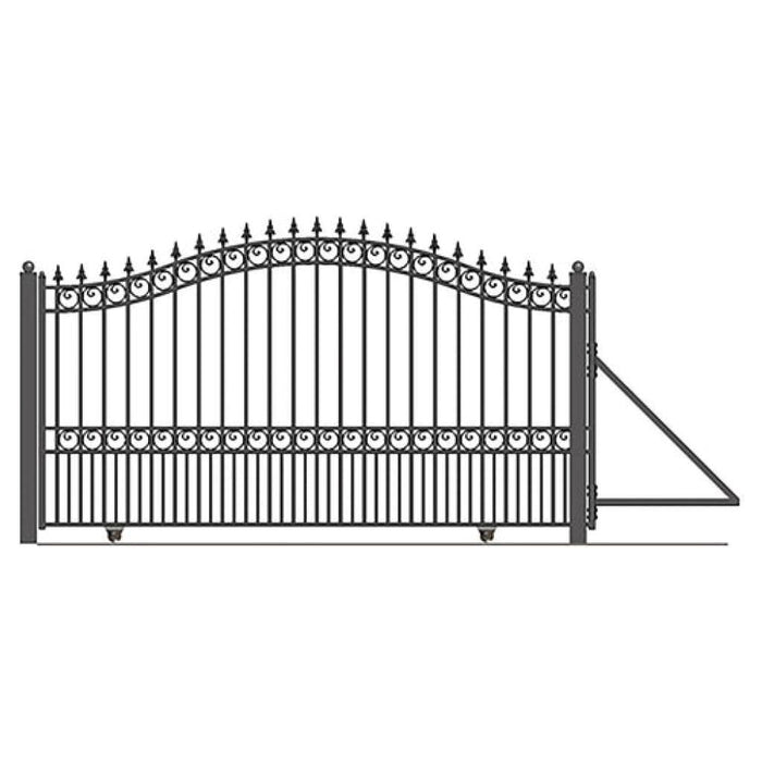 Aleko Steel Sliding Driveway Gate 12 ft with Pedestrian Gate 5 ft LONDON Style DG12LONSSLPED-AP