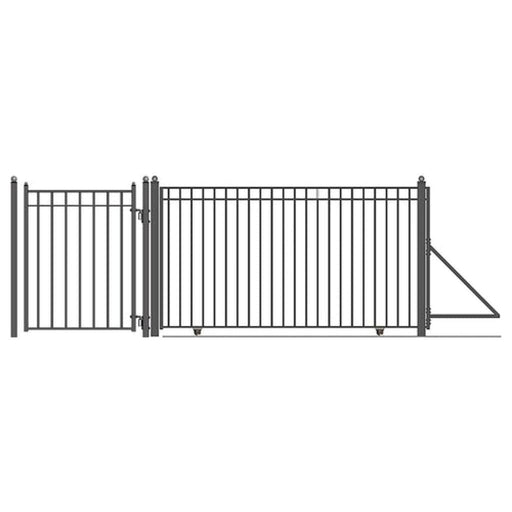 Aleko Steel Sliding Driveway Gate 12 ft with Pedestrian Gate 5 ft MADRID Style  DG12MADSSLPED-AP