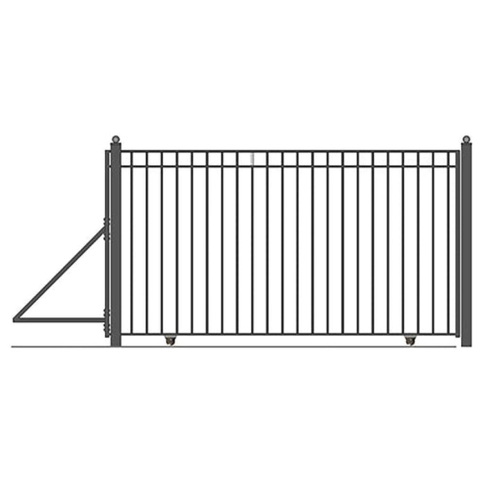 Aleko Steel Sliding Driveway Gate 12 ft with Pedestrian Gate 5 ft MADRID Style  DG12MADSSLPED-AP