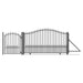 Aleko Steel Sliding Driveway Gate 12 ft with Pedestrian Gate 5 ft  MUNICH Style  DG12MUNSSLPED-AP