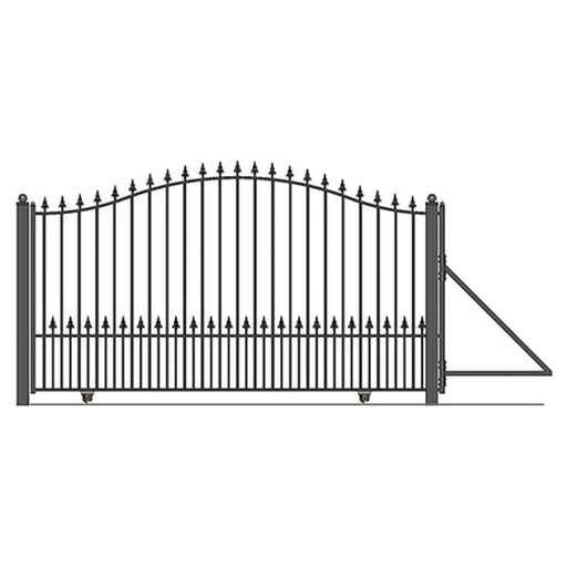 Aleko Steel Sliding Driveway Gate 12 ft with Pedestrian Gate 5 ft  MUNICH Style  DG12MUNSSLPED-AP