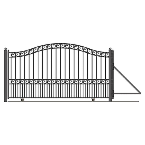 Aleko Steel Sliding Driveway Gate 14 ft with Pedestrian Gate 5 ft PARIS Style DG14PARSSLPED-AP