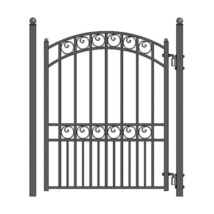 Aleko Steel Sliding Driveway Gate 14 ft with Pedestrian Gate 5 ft PARIS Style DG14PARSSLPED-AP