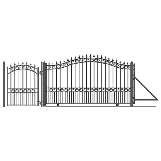 Aleko Steel Sliding Driveway Gate 16 ft with Pedestrian Gate 5 ft LONDON Style DG16LONSSLPED-AP