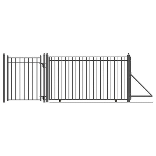 Aleko Steel Sliding Driveway Gate 20 ft with Pedestrian Gate 5 ft MADRID Style DG20MADSSLPED-AP