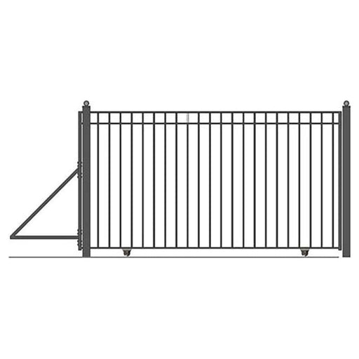 Aleko Steel Sliding Driveway Gate 20 ft with Pedestrian Gate 5 ft MADRID Style DG20MADSSLPED-AP