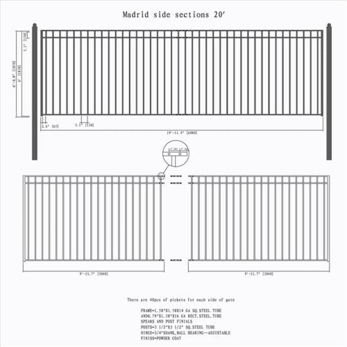 Aleko Steel Sliding Driveway Gate Madrid Style 20 x 6 ft DG20MADSSL-AP