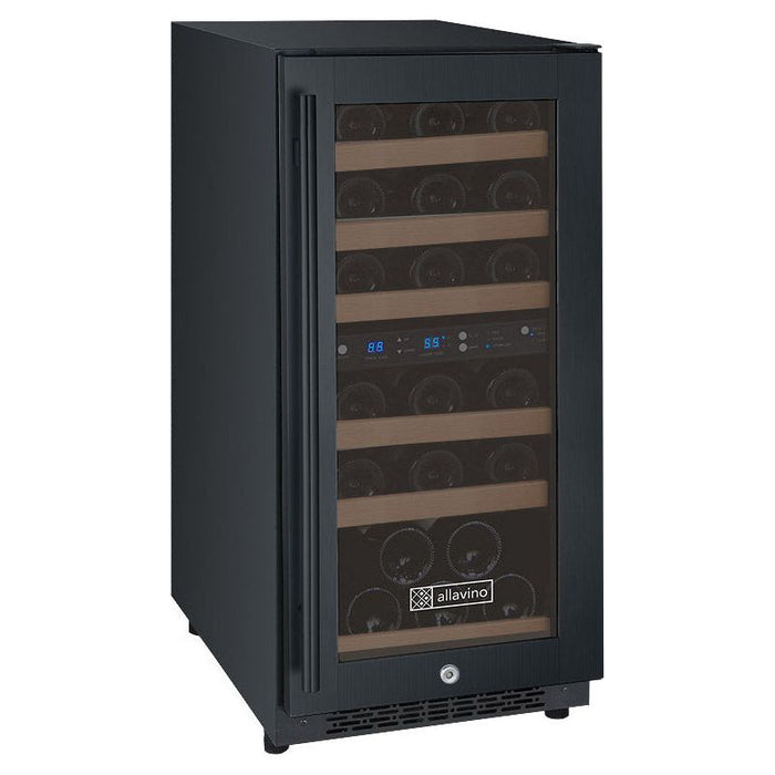 Allavino 15" Wide FlexCount II Tru-Vino 30 Bottle Dual Zone Black Wine Refrigerator VSWR30-2BR20