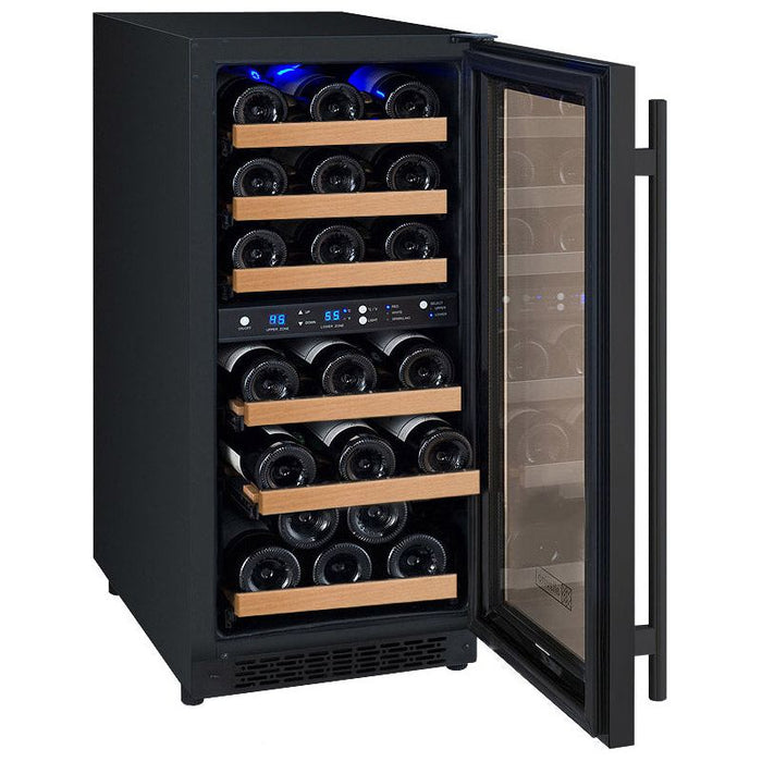 Allavino 15" Wide FlexCount II Tru-Vino 30 Bottle Dual Zone Black Wine Refrigerator VSWR30-2BR20