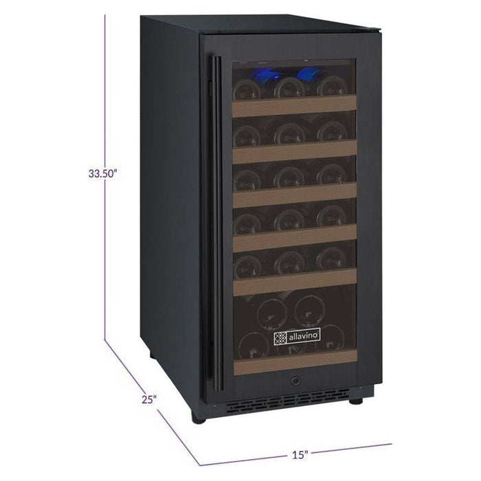 Allavino 15" Wide FlexCount II Tru-Vino 30 Bottle Single Zone Black Wine Refrigerator VSWR30-1BR20