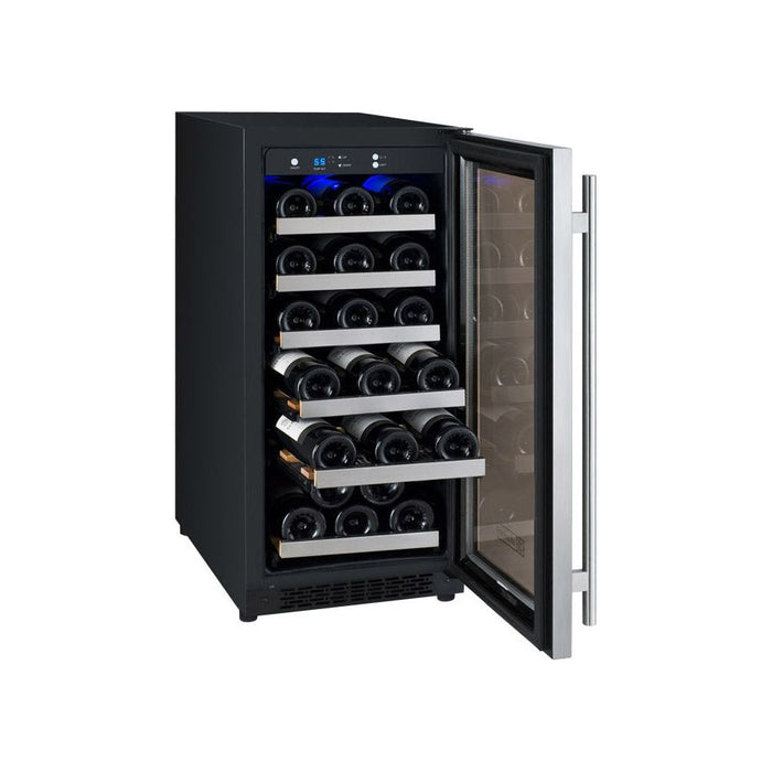 Allavino 15" Wide FlexCount II Tru-Vino 30 Bottle Single Zone Stainless Steel Right Hinge Wine Refrigerator VSWR30-1SR20