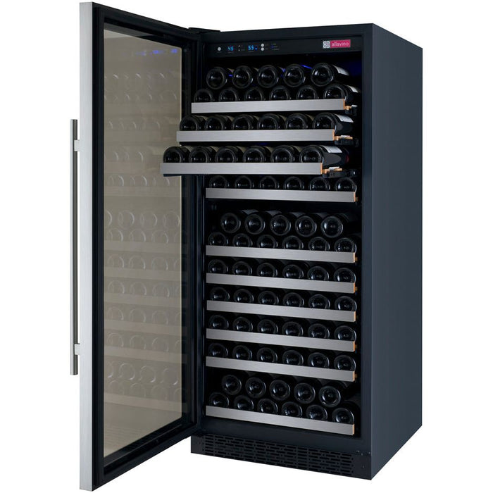 Allavino 24" Wide FlexCount II Tru-Vino 128 Bottle Single Zone Stainless Steel Left Hinge Wine Refrigerator VSWR128-1SL20