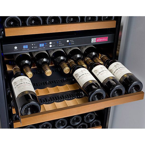 Allavino 24" Wide FlexCount II Tru-Vino 172 Bottle Dual Zone Black Right Hinge Wine Refrigerator VSWR172-2BR20