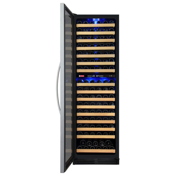 Allavino 24" Wide FlexCount II Tru-Vino 172 Bottle Dual Zone Stainless Steel Left Hinge Wine Refrigerator YHWR172-2SL20