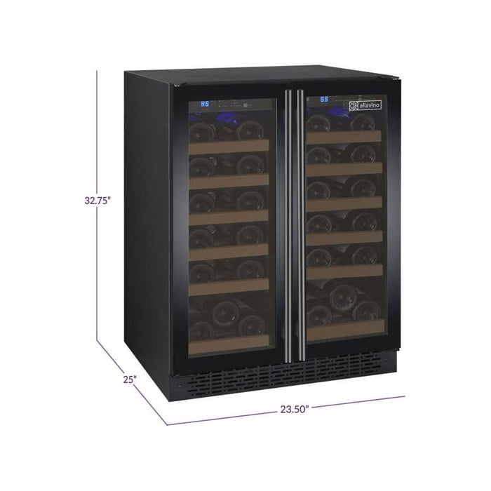 Allavino 24" Wide FlexCount II Tru-Vino 36 Bottle Dual Zone Black Wine Refrigerator VSWR36-2BF20