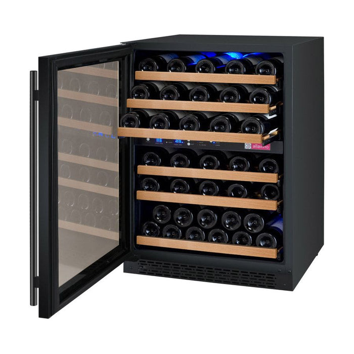 Allavino 24" Wide FlexCount II Tru-Vino 56 Bottle Dual Zone Black Left Hinge Wine Refrigerator VSWR56-2BL20