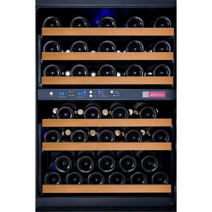 Allavino 24" Wide FlexCount II Tru-Vino 56 Bottle Dual Zone Black Left Hinge Wine Refrigerator VSWR56-2BL20