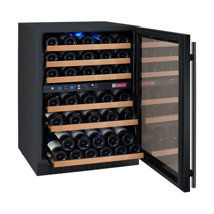 Allavino 24" Wide FlexCount II Tru-Vino 56 Bottle Dual Zone Black Right Hinge Wine Refrigerator VSWR56-2BR20