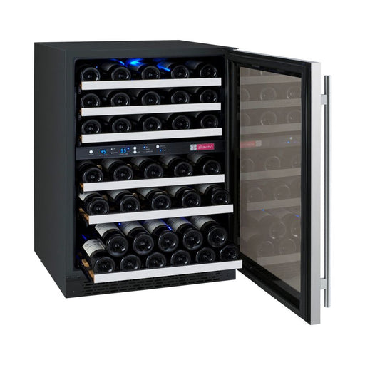 Allavino 24" Wide FlexCount II Tru-Vino 56 Bottle Dual Zone Stainless Steel Right Hinge Wine Refrigerator VSWR56-2SR20