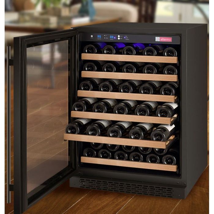 Allavino 24" Wide FlexCount II Tru-Vino 56 Bottle Single Zone Black Left Hinge Wine Refrigerator VSWR56-1BL20