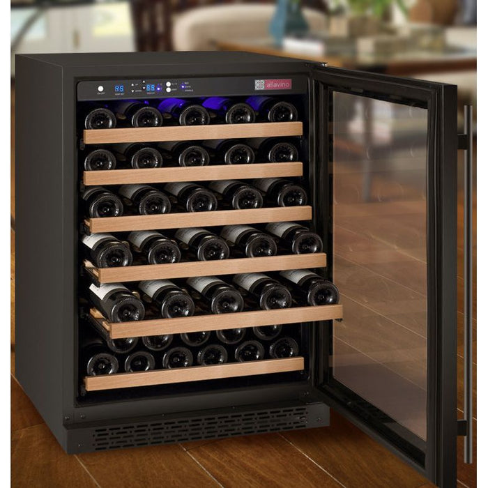 Allavino 24" Wide FlexCount II Tru-Vino 56 Bottle Single Zone Black Right Hinge Wine Refrigerator VSWR56-1BR20