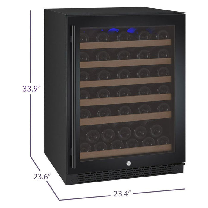 Allavino 24" Wide FlexCount II Tru-Vino 56 Bottle Single Zone Black Right Hinge Wine Refrigerator VSWR56-1BR20