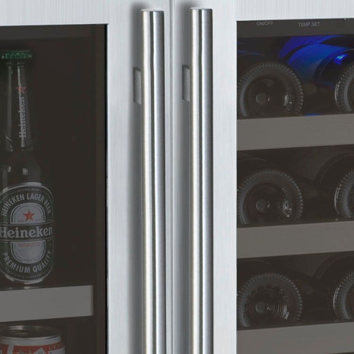 Allavino 30" Wide FlexCount II Tru-Vino 30 Bottle/88 Can Dual Zone Stainless Steel Side-by-Side Wine Refrigerator/Beverage Center 3Z-VSWB15-2S20