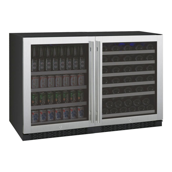 Allavino 47" Wide FlexCount II Series 56 Bottle/154 Can Dual Zone Stainless Steel Side-by-Side Wine Refrigerator/Beverage Center 3Z-VSWB24-2S20