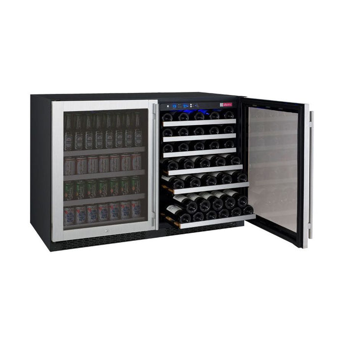 Allavino 47" Wide FlexCount II Series 56 Bottle/154 Can Dual Zone Stainless Steel Side-by-Side Wine Refrigerator/Beverage Center 3Z-VSWB24-2S20