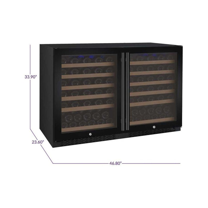 Allavino 47" Wide FlexCount II Tru-Vino 112 Bottle Dual Zone Black Side-by-Side Wine Refrigerator 2X-VSWR56-1B20